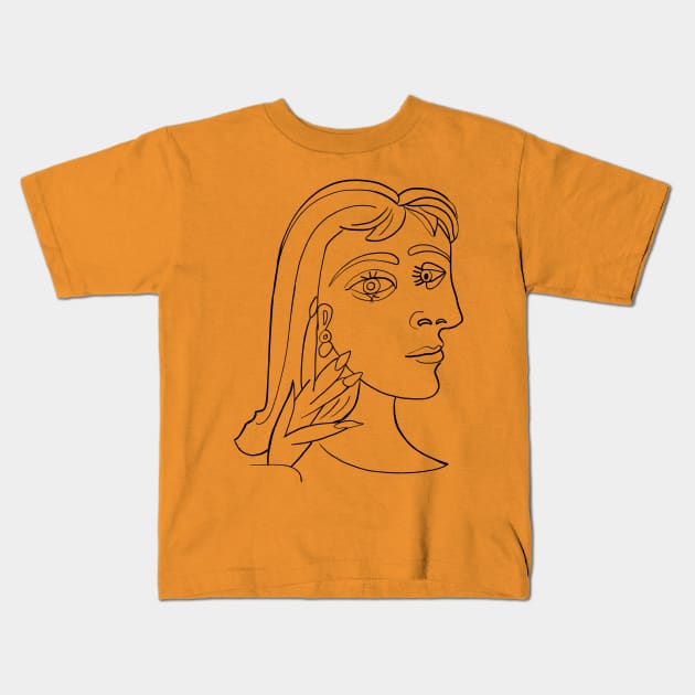 Picasso Woman's head #5 Lineart Kids T-Shirt by shamila